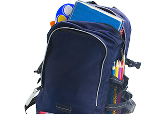 backpack with school supplies in it